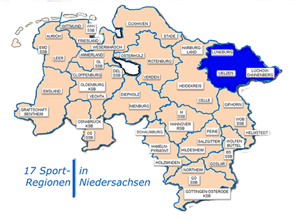 Karte der Sportregionen in Niedersachsen